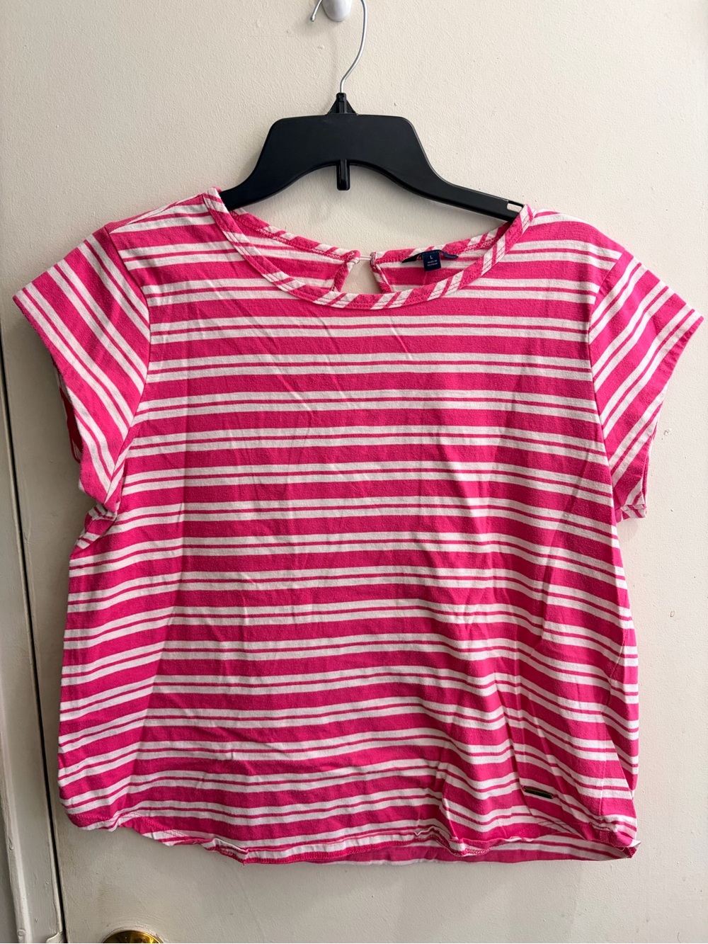 Nautica Pink and White Striped Short Sleeve Tee
